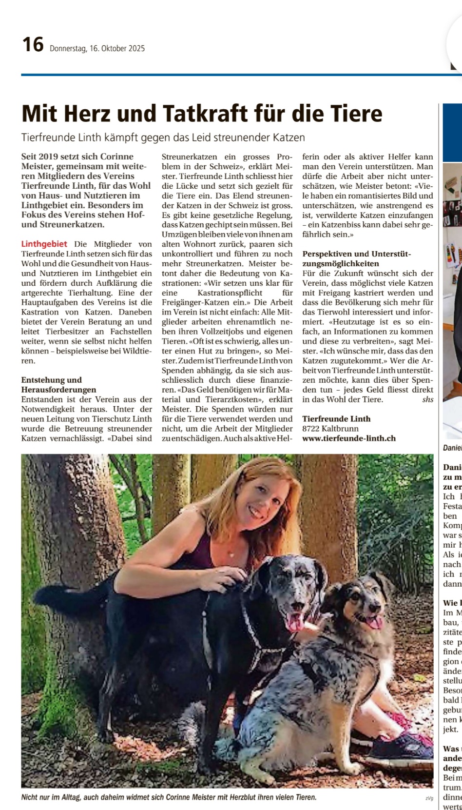 Tierschutz im Linthgebiet