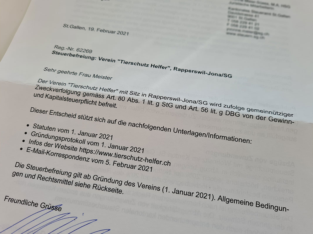 Tischutz Verein steuerbefreit